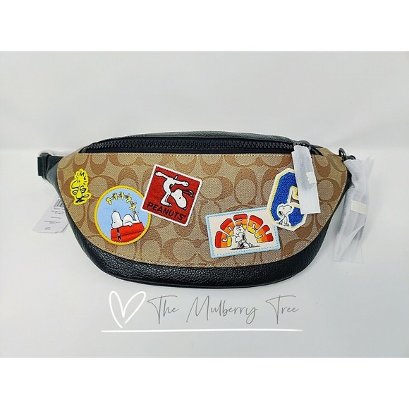 Coach X Peanuts Warren Belt Bag Signature Canvas With Varsity Patches NWT $350 - Picture 1 of 12